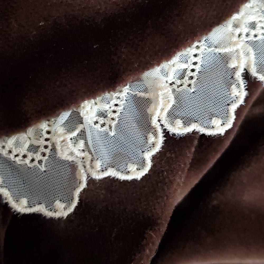 Vintage heirloom ELEGANT brown romper Jon Jon boys 4T velvet lace royalty - Picture 5 of 6